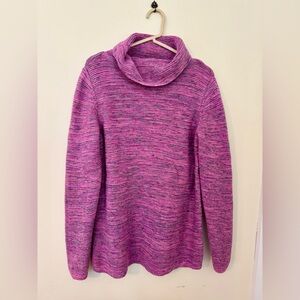 J. Jill Marled Magenta Pink Blue Cowl Neck Sweater Sz Large, Casual Comfy